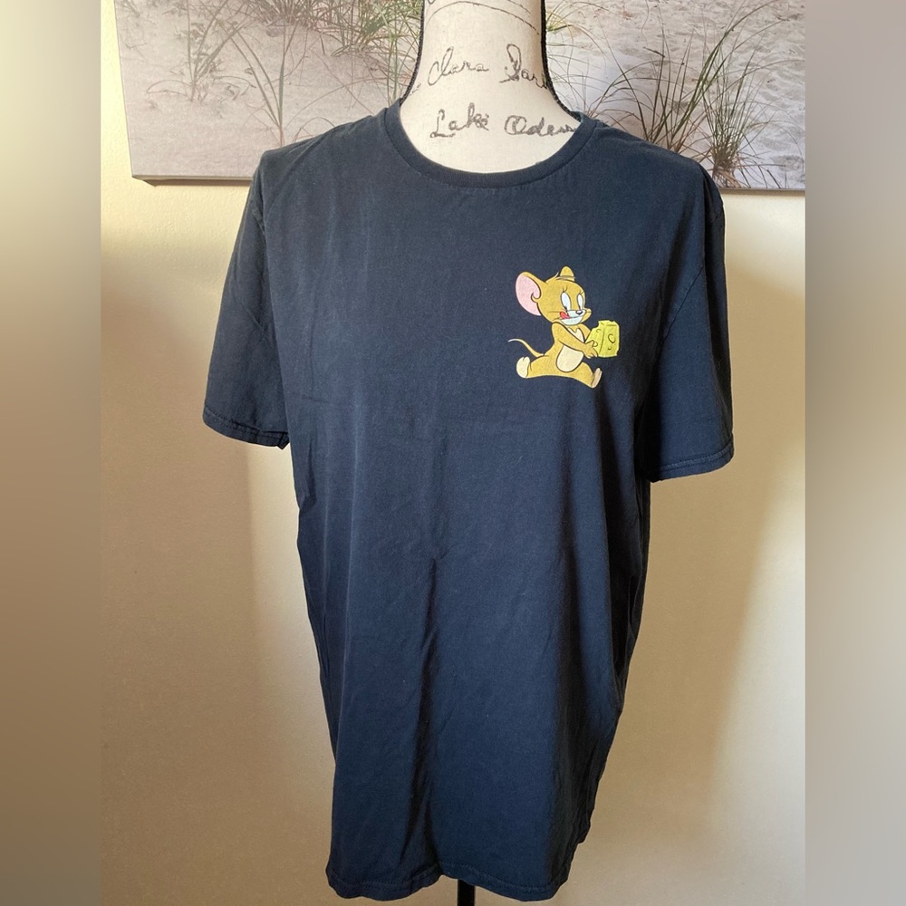 Tom & Jerry vintage black 2-sided T-shirt with Spike the bulldog, size large